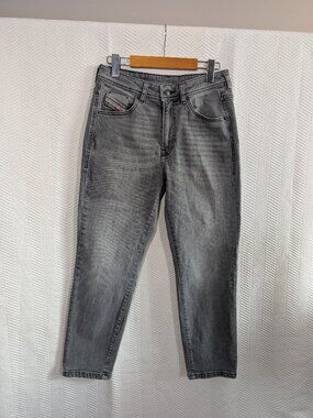 Diesel Industry Y2K D-JOY Crop Jeans Grey Wash Mid-Rise Designer Denim W28 L30